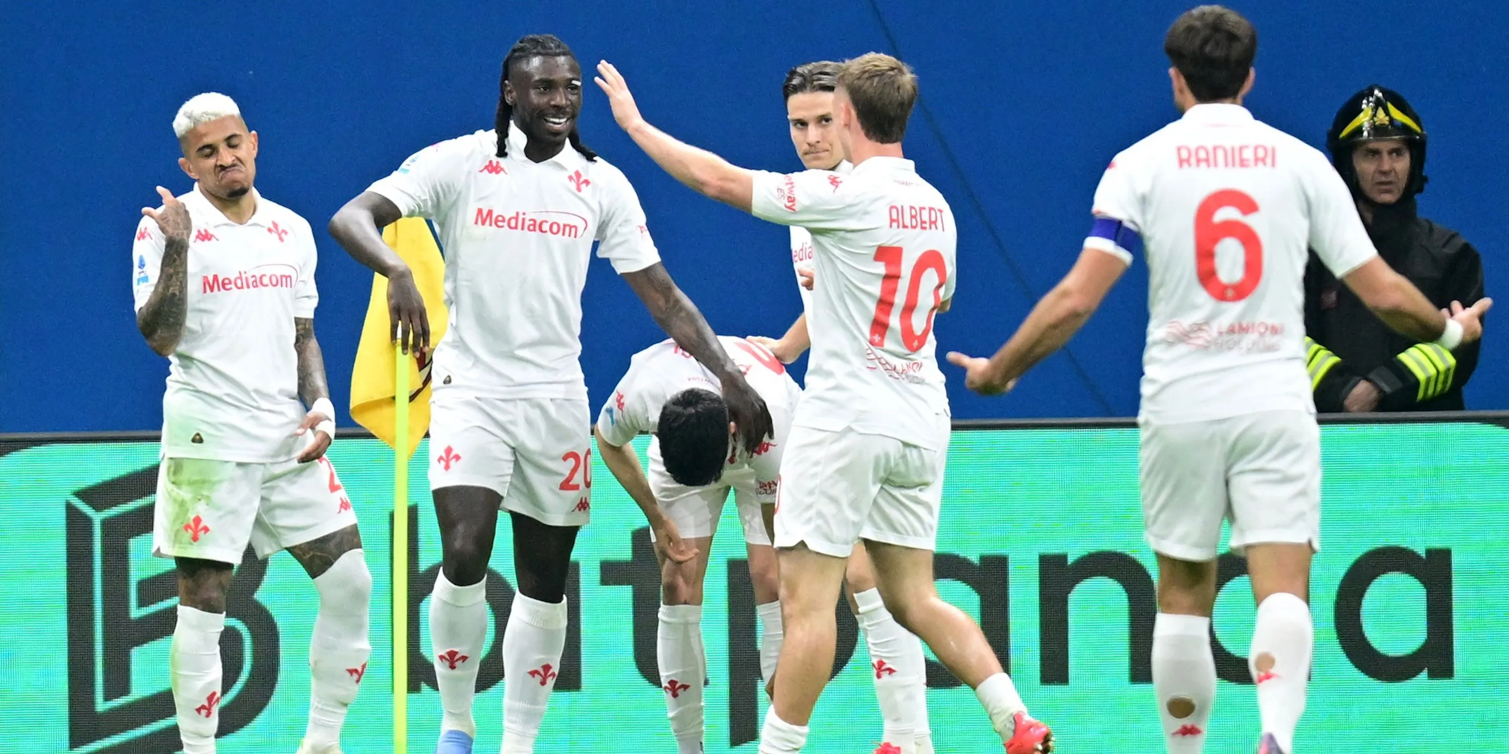 Tiền đạo Moise Kean ăn mừng bàn thắng trong màu áo Fiorentina