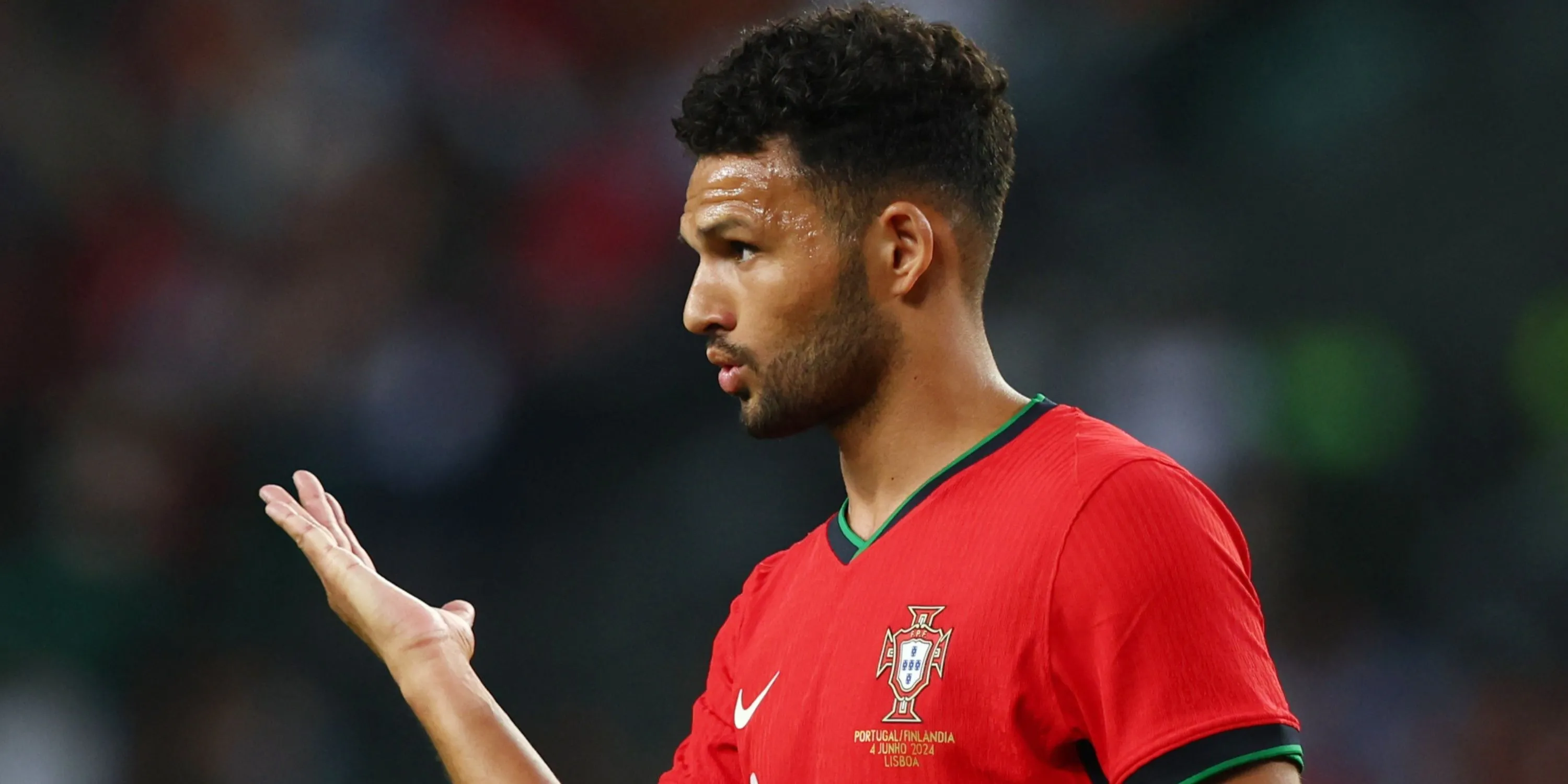 Tiền đạo Goncalo Ramos của PSG trong màu áo đội tuyển Bồ Đào Nha, mục tiêu chuyển nhượng của Liverpool.